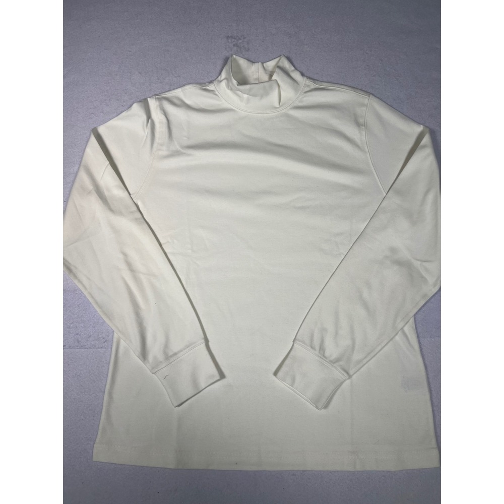 Lands' End Mock Neck Top Womens M 10-12 Cream Excellent